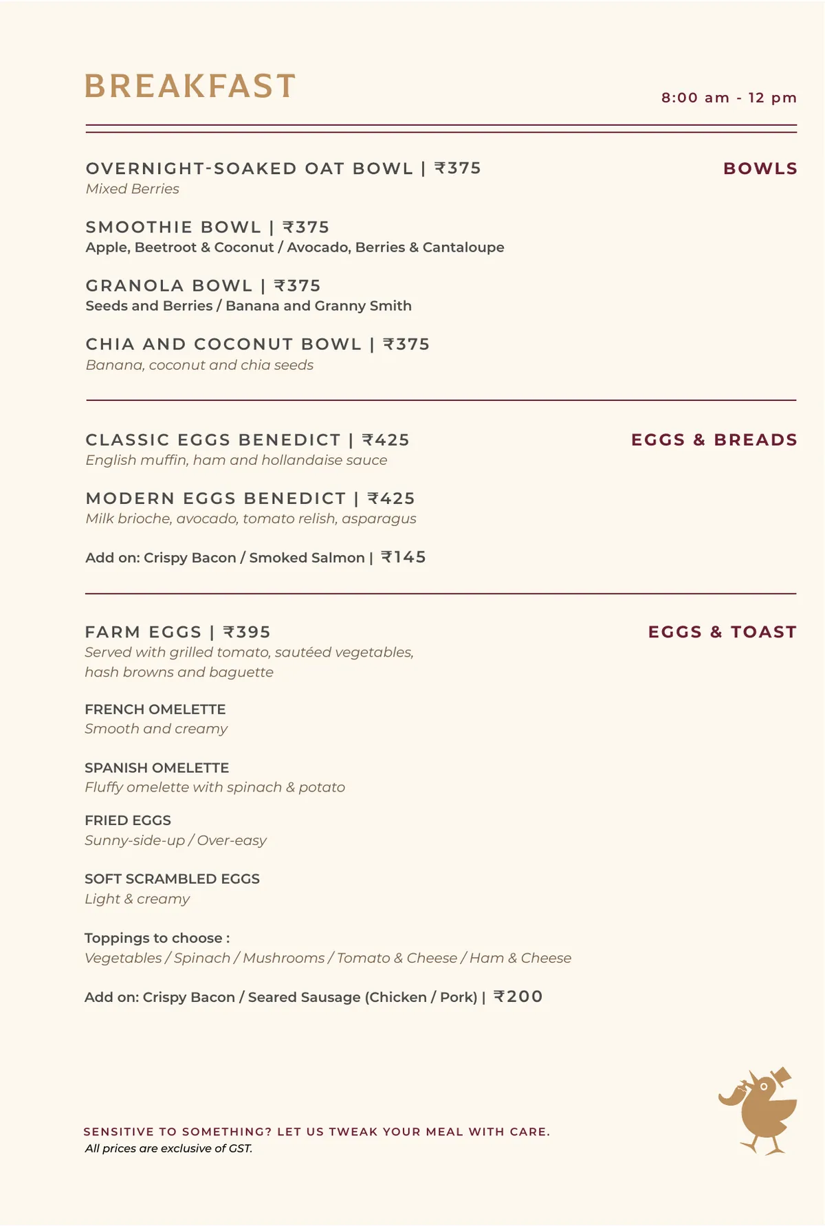 CherryPond Breakfast menu, page 2 of 4