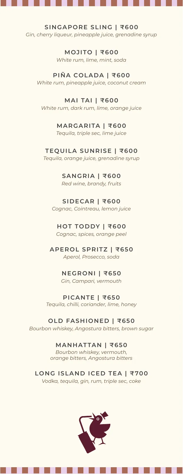 CherryPond Cocktails menu, page 3 of 11