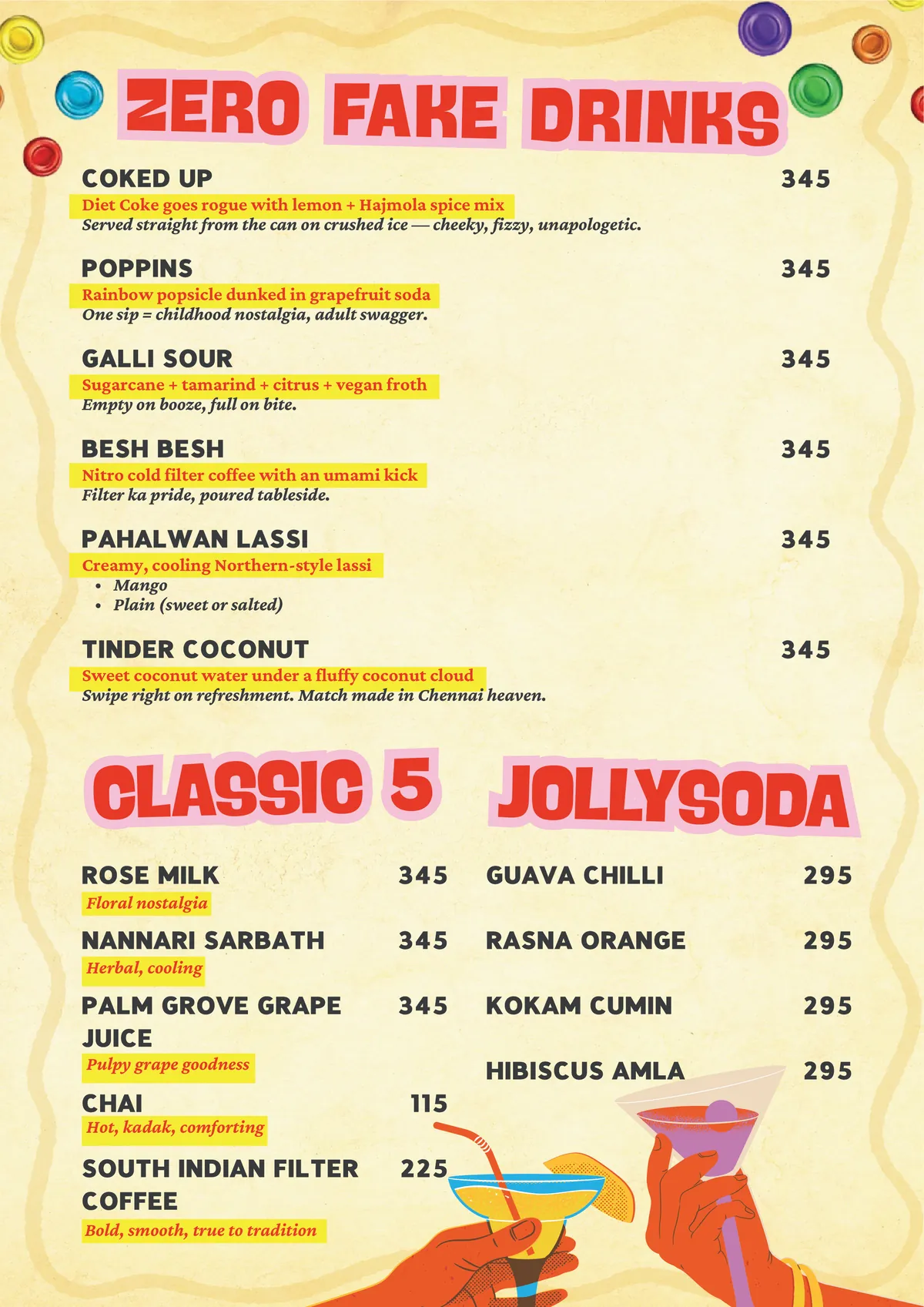 Jolly Indian Craft Drinks menu, page 2 of 2