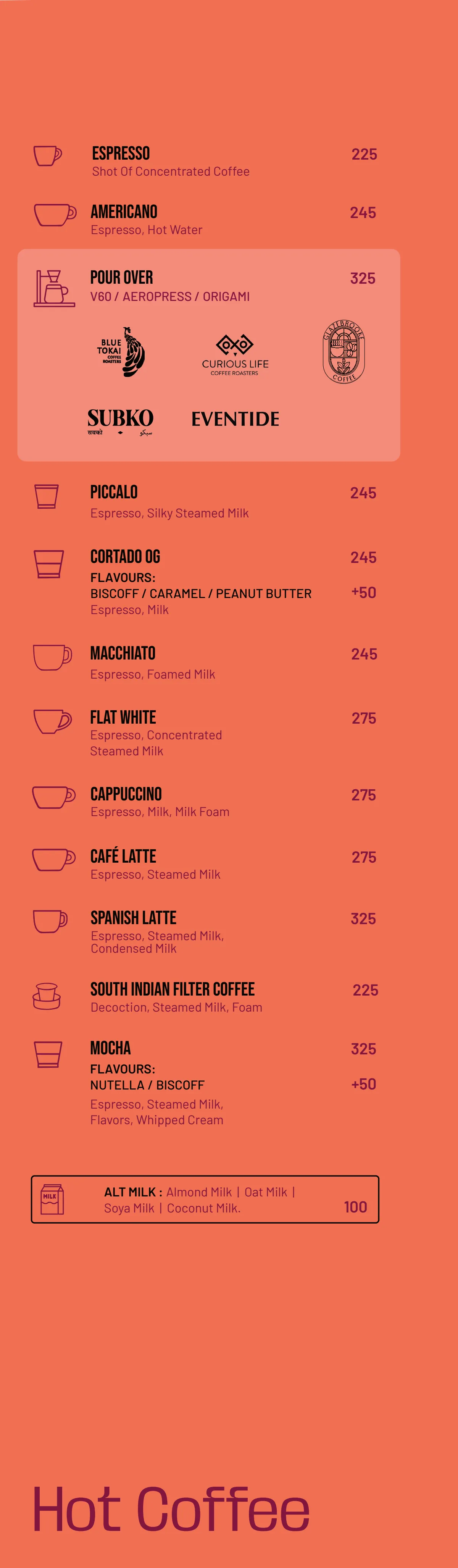 SORTD Coffee menu, page 1 of 10