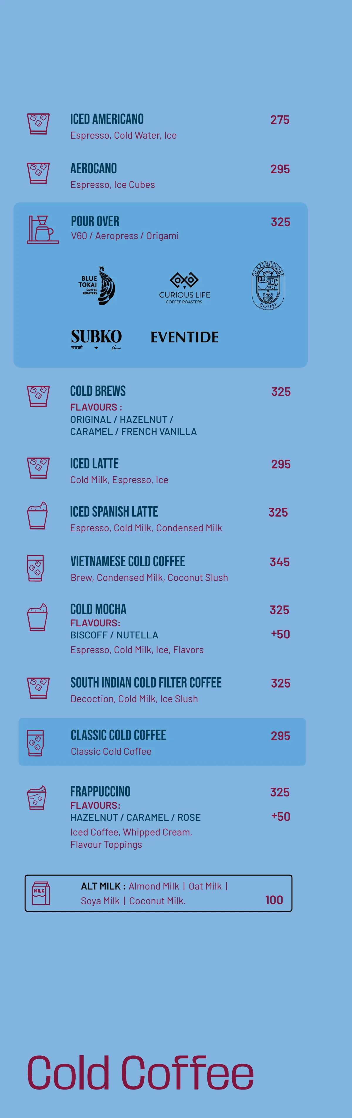 SORTD Coffee menu, page 2 of 10