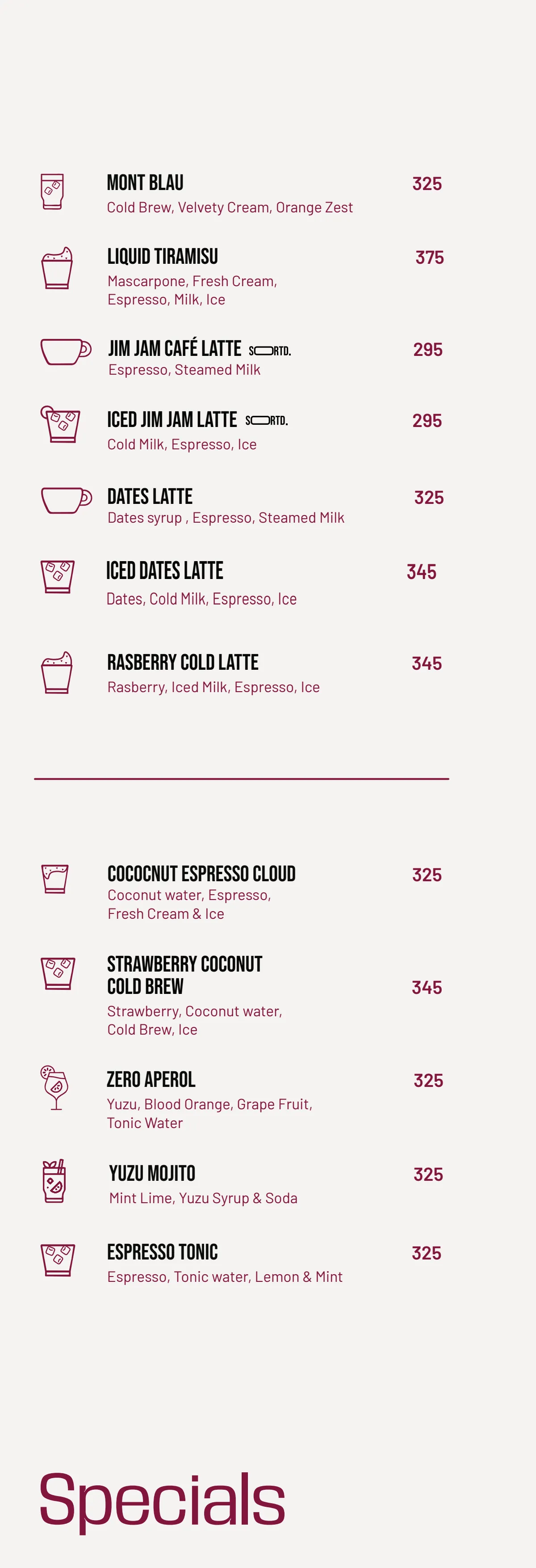 SORTD Coffee menu, page 3 of 10