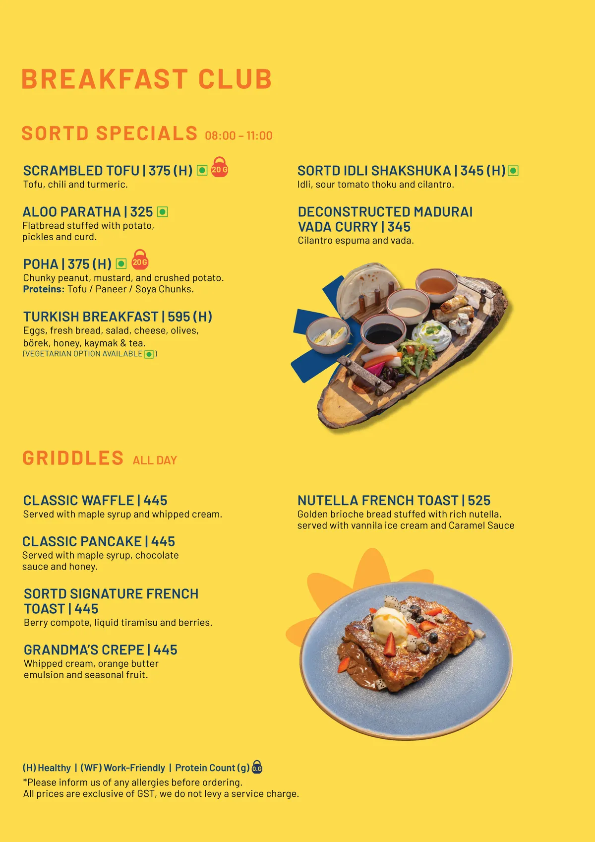 SORTD Food menu, page 2 of 10