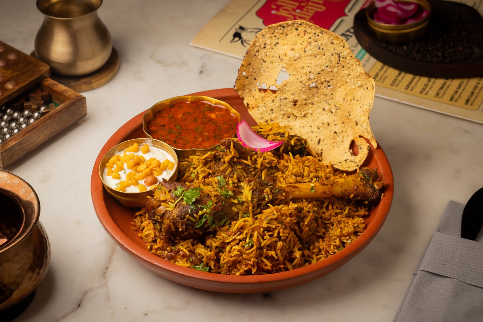 Jolly Indian restaurant Lamb Shank Biryani, Alwarpet Chennai